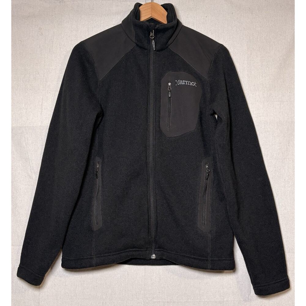 Marmot Wrangell Fleece Jacket Mens Sz Small Black Full Zip Tech Sweater Knit‎